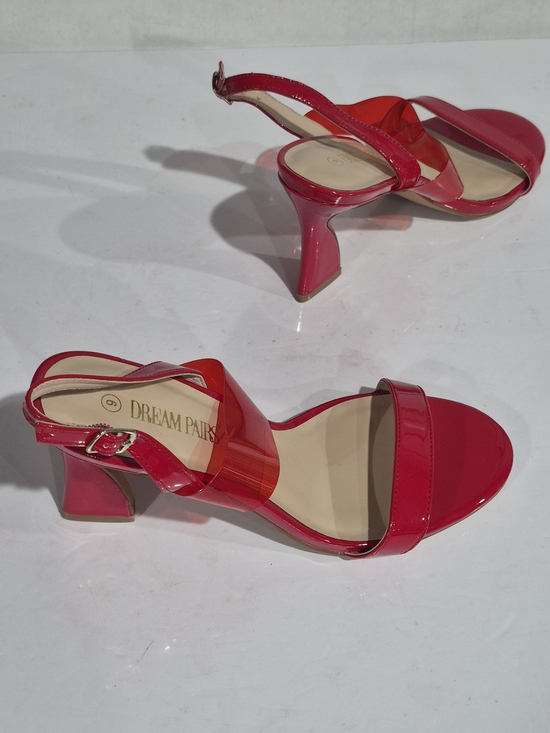 Dream Pairs Shoes - Dream Pairs Red Slingback Sandals with Clear Strap - Size 9
